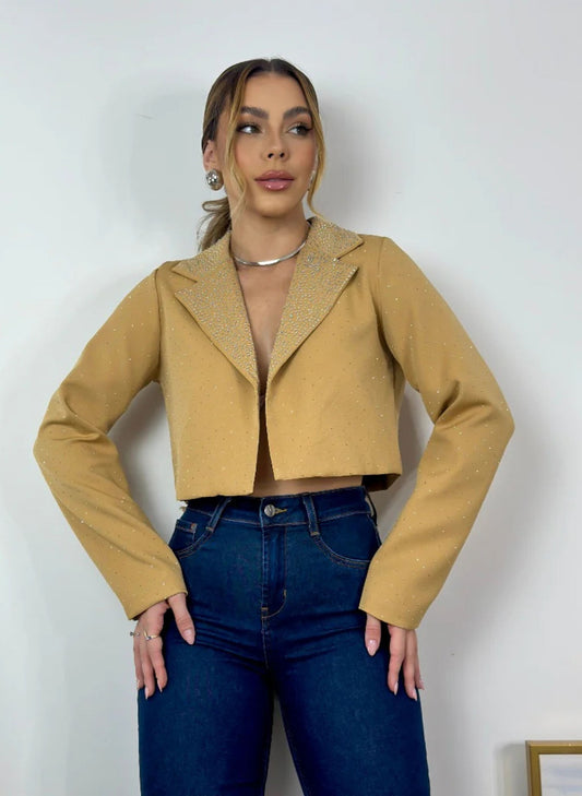 Blazer Curto Tipo Cropped Com Strass 22-29