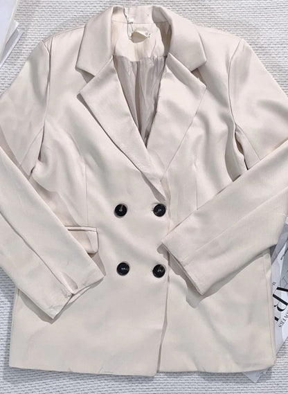 Blazer Feminina Casaquinho Maxi Longo Sobretudo Alfaiataria Social Blazer Com Botão HQ147